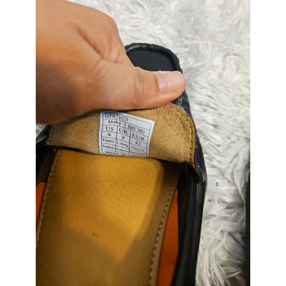 Vostey Men's Penny Loafers‎ size 9 Slip on Shoes Black  EUC